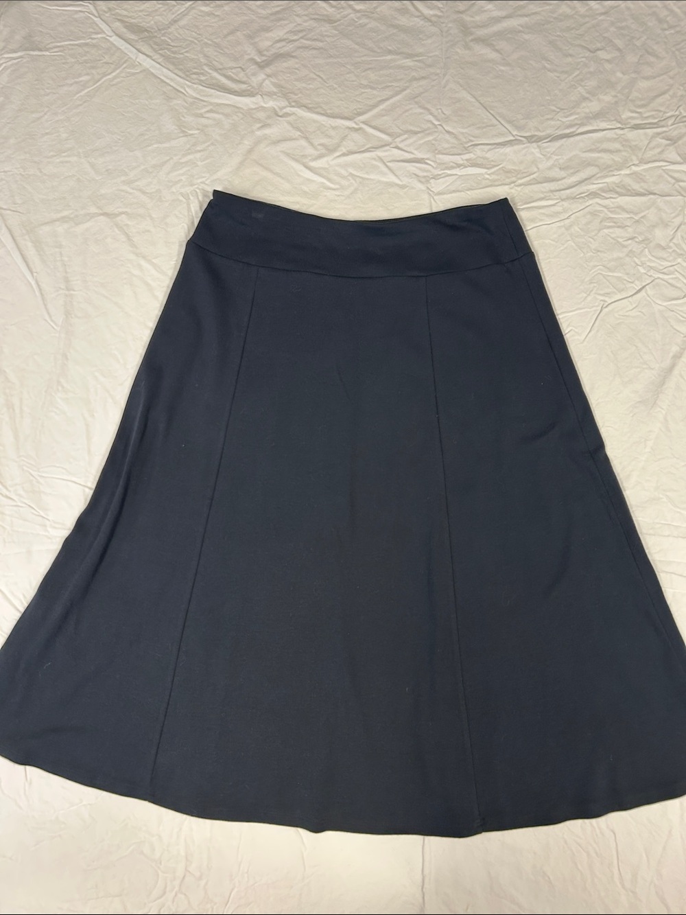 Appleseed's Petites Black Cotton Stretch A-Line Panel Midi Skirt PM